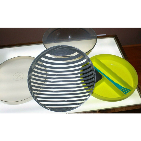 Pampered Chef Salad Cutting Bowl With Lid GUC Green - Picture 5 of 6